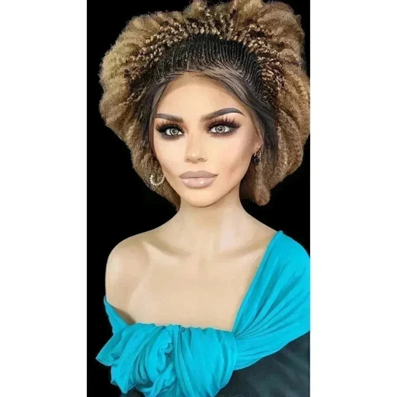 braided wigs, 100% handmade, chic short afro style, gorgeous, vibrant colors NWT - Picture 4 of 15
